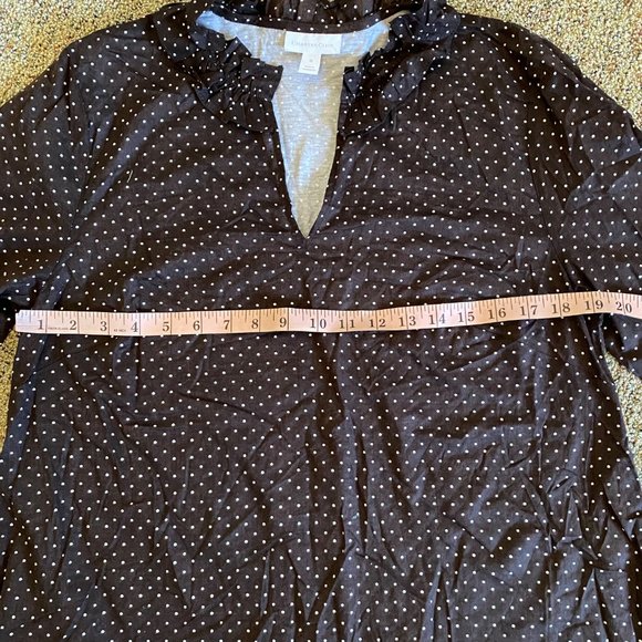 Charter Club White/DRK CHOCOL polka dots 3/4 sleeve top - Picture 5 of 7